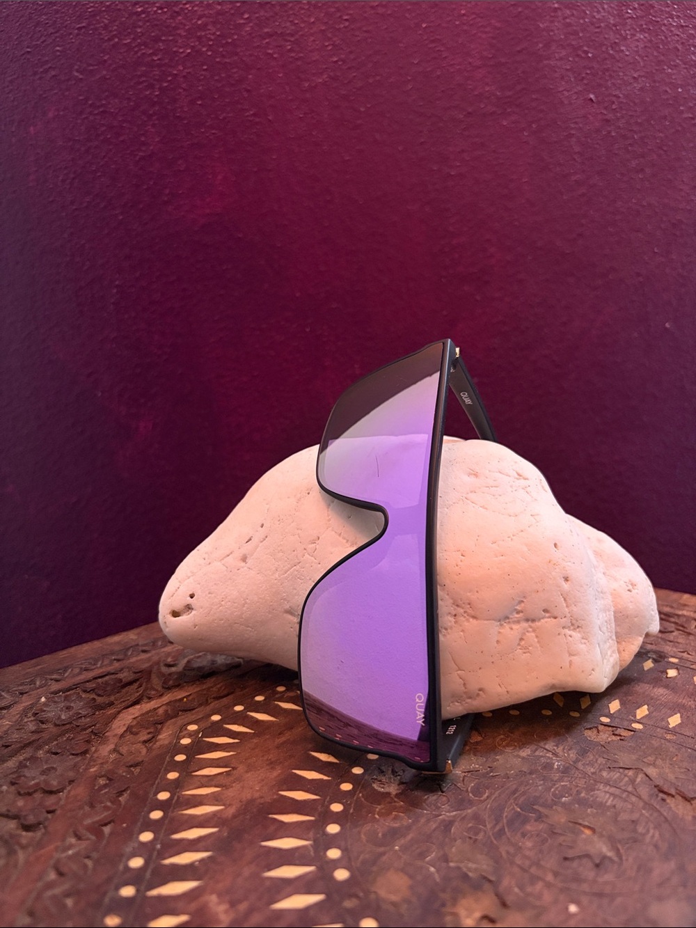 Quay Australia Purple Mirrored Shield-Style “Nightfall” sunglasses